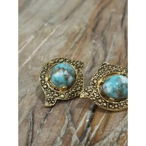 Vintage Sarah Coventry Clip Earrings Remembrance Faux Turquoise